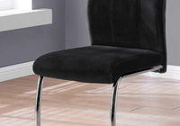 Two 77.5inches Velvet Chrome Metal and Foam Dining Chairs