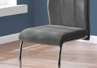 Two 77.5inches Velvet Chrome Metal and Foam Dining Chairs