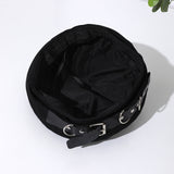 Punk Dark-themed Metal Round Ring Belt Buckle, Four-corner Fedora Hat, Tomboyish Streetwear, Casual And Versatile Hat
