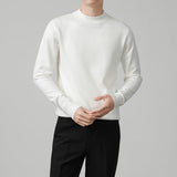 Mens Thickened White Knit Bottoming Sweater