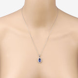 2.44 Carat Genuine Tanzanite and White Diamond 14K White Gold Pendant