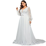 Elegant Banquet Wedding Party Waist Trimming Loose V-neck Dress