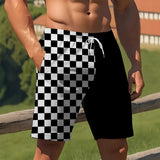 Checkered Two-tone Print Loose And Breathable Summer Shorts