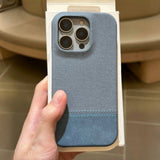 Smartphone Case In Vegan Leather With A Woven Texture And Magnetic Attachment