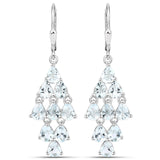 3.96 Carat Genuine Aquamarine .925 Sterling Silver Earrings