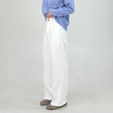A-line Straight-leg Relaxed-fit Casual Work Trousers Mens Simple And Comfortable Long Pants