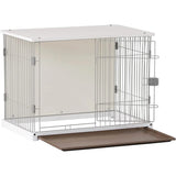 34" Long Elegant Wood Frame White Dog Cage