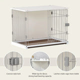34" Long Elegant Wood Frame White Dog Cage