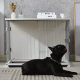 34" Long Elegant Wood Frame White Dog Cage