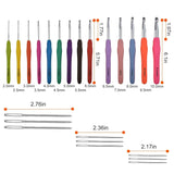34-Piece Set: Aluminum Handle Crochet Hook Needles Knitting Tool