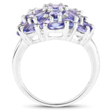 7.08 Carat Genuine Tanzanite .925 Sterling Silver Ring