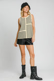 Umgee Round Neck Texture Striped Tank