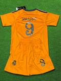Kylian Mbappe Real Madrid Special Orange 3rd Jersey Toddler/Youth Soccer Jersey Kids Kit