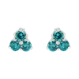 14KT White Gold Treated Blue Diamond Trio Stud Earrings (1 1/3 cttw, Blue)