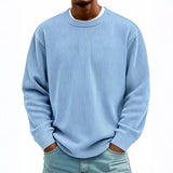 Mens Casual Long-sleeve Crew-neck Corduroy Sweatshirt