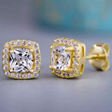 3.44 CTTW Halo Stud Earrings with Swarovski Elements