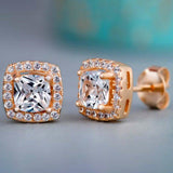 3.44 CTTW Halo Stud Earrings with Swarovski Elements