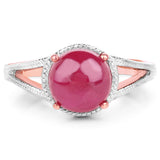 14K Rose Gold Plated 5.05 Carat Glass Filled Ruby .925 Sterling Silver Ring