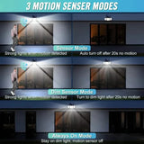 348 LED Motion Sensor Lights With Remote Control, 3 Head Security Lights, Solar Flood Wall Lights With 3 Modes