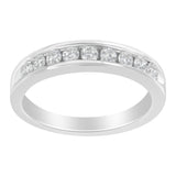 18K White Gold Round Diamond 1/2 Cttw Channel Band Ring