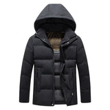 Mens Padded Cotton Coat With Fleece-Lined Detachable Hood
