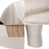 Mens Knitted Sweater With Color-block Design