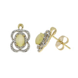 .17ct Opal Diamond Earrings 14KT Yellow Gold