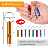 35-Pieces: Emergency Whistle Extra Loud with Key Chain Ring