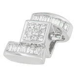 14K White Gold 1 2/5 cttw Princess and Baguette Cut Diamond Zig Zag Pendant Necklace (H-I, SI1-SI2)