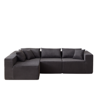 104-Inch Corduroy  Modular L Shaped Sectional Sofa,Luxury Floor Couch Set,Upholstered Indoor Furniture,Foam-Filled Compressed Sofa for Living Room,Bedroom,4 PC Free Combination