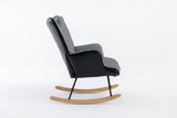 35.5 inch Rocking Chair, Soft Houndstooth Fabric Leather Fabric Rocking Chair for Nursery, Comfy Wingback Glider Rocker with Safe Solid Wood Base for Living Room Bedroom Balcony