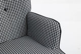 35.5 inch Rocking Chair, Soft Houndstooth Fabric Leather Fabric Rocking Chair for Nursery, Comfy Wingback Glider Rocker with Safe Solid Wood Base for Living Room Bedroom Balcony