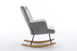 35.5 inch Rocking Chair, Soft Houndstooth Fabric Leather Fabric Rocking Chair for Nursery, Comfy Wingback Glider Rocker with Safe Solid Wood Base for Living Room Bedroom Balcony