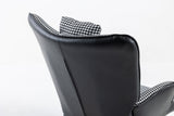 35.5 inch Rocking Chair, Soft Houndstooth Fabric Leather Fabric Rocking Chair for Nursery, Comfy Wingback Glider Rocker with Safe Solid Wood Base for Living Room Bedroom Balcony