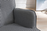 35.5 inch Rocking Chair, Soft Houndstooth Fabric Leather Fabric Rocking Chair for Nursery, Comfy Wingback Glider Rocker with Safe Solid Wood Base for Living Room Bedroom Balcony