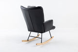 35.5 inch Rocking Chair, Soft Houndstooth Fabric Leather Fabric Rocking Chair for Nursery, Comfy Wingback Glider Rocker with Safe Solid Wood Base for Living Room Bedroom Balcony