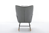35.5 inch Rocking Chair, Soft Houndstooth Fabric Leather Fabric Rocking Chair for Nursery, Comfy Wingback Glider Rocker with Safe Solid Wood Base for Living Room Bedroom Balcony