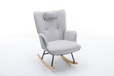 35.5 inch Rocking Chair, Soft Houndstooth Fabric Leather Fabric Rocking Chair for Nursery, Comfy Wingback Glider Rocker with Safe Solid Wood Base for Living Room Bedroom Balcony
