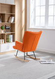 35.5 inch Rocking Chair, Soft Houndstooth Fabric Leather Fabric Rocking Chair for Nursery, Comfy Wingback Glider Rocker with Safe Solid Wood Base for Living Room Bedroom Balcony