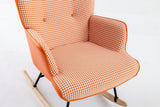 35.5 inch Rocking Chair, Soft Houndstooth Fabric Leather Fabric Rocking Chair for Nursery, Comfy Wingback Glider Rocker with Safe Solid Wood Base for Living Room Bedroom Balcony