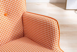 35.5 inch Rocking Chair, Soft Houndstooth Fabric Leather Fabric Rocking Chair for Nursery, Comfy Wingback Glider Rocker with Safe Solid Wood Base for Living Room Bedroom Balcony
