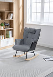 35.5 inch Rocking Chair, Soft Houndstooth Fabric Leather Fabric Rocking Chair for Nursery, Comfy Wingback Glider Rocker with Safe Solid Wood Base for Living Room Bedroom Balcony