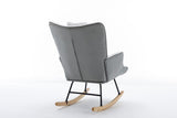 35.5 inch Rocking Chair, Soft Houndstooth Fabric Leather Fabric Rocking Chair for Nursery, Comfy Wingback Glider Rocker with Safe Solid Wood Base for Living Room Bedroom Balcony