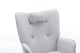 35.5 inch Rocking Chair, Soft Houndstooth Fabric Leather Fabric Rocking Chair for Nursery, Comfy Wingback Glider Rocker with Safe Solid Wood Base for Living Room Bedroom Balcony
