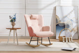 35.5 inch Rocking Chair, Soft Houndstooth Fabric Leather Fabric Rocking Chair for Nursery, Comfy Wingback Glider Rocker with Safe Solid Wood Base for Living Room Bedroom Balcony