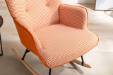 35.5 inch Rocking Chair, Soft Houndstooth Fabric Leather Fabric Rocking Chair for Nursery, Comfy Wingback Glider Rocker with Safe Solid Wood Base for Living Room Bedroom Balcony