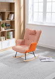 35.5 inch Rocking Chair, Soft Houndstooth Fabric Leather Fabric Rocking Chair for Nursery, Comfy Wingback Glider Rocker with Safe Solid Wood Base for Living Room Bedroom Balcony