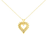 14K Yellow Gold Plated .925 Sterling Silver 3.00 Cttw Round Cut Diamond Cluster Heart 18" Pendant Necklace (K-L Color, I1-I2 Clarity)