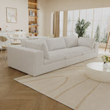 118.2' Cloud Sofa,Corduroy Fabric,Deep Seat Couches,Double-layer design,Removable  Cushion,No Assembly, DIY Combination for Living room, Bedroom,Conference room ,Apartment,White