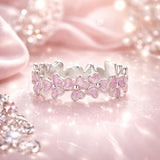 925 Sterling Silver Enamel Platinum Plated Ring Size 6 for Women